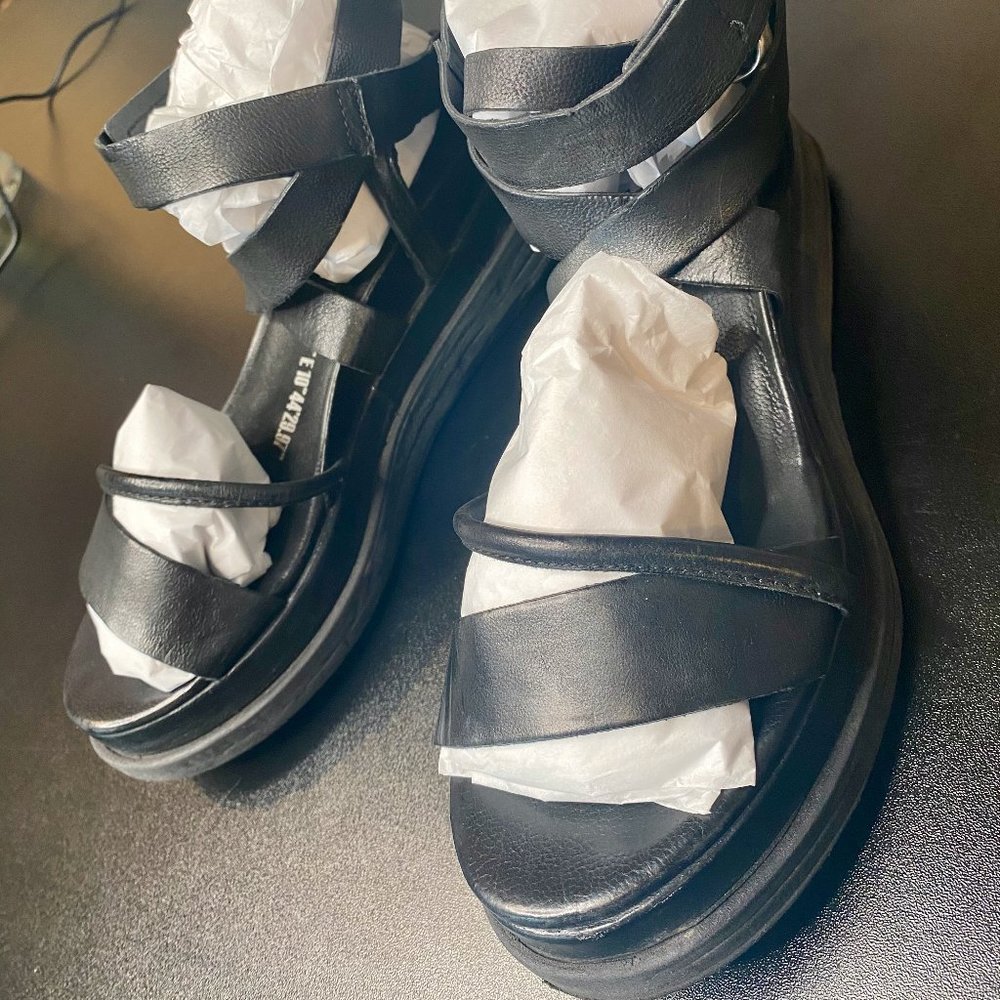 A.S. 98 Labo Black Leather Platform Sandals US 7 Free People